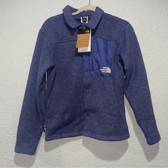 NWT The North Face Sweater Fleece Button Down Jacket in Blue XL 14/16 - Picture 3 of 7
